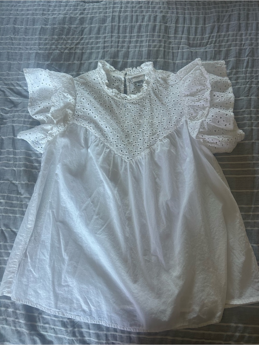 White Eyelet Puff-Sleeve Top